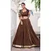 Women Pure Chanderi Party Wear Lehenga Choli Brown Embroidery Plus Size