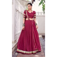 Women Embroidery Pink Pure Chanderi Party Wear Lehenga Choli - 13270211901