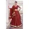 Women Embroidery Maroon Party Wear Lehenga Choli Pure Chanderi Plus Size
