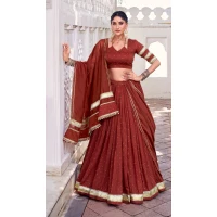 Women Embroidery Maroon Party Wear Lehenga Choli Pure Chanderi - 13270211902