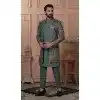 Men Mens Wear Indo Western Georgette Sequence Embroidery Pastel Green Plus Size