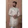 Men Silk embroidery Mens Wear Indo Western White Plus Size