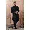 Men Black Mens Wear Indo Western Imported Sequence Embroidery Plus Size