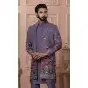 Men Georgette Sequence Embroidery Mens Wear Indo Western Purple Plus Size