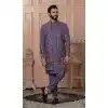 Men Georgette Sequence Embroidery Mens Wear Indo Western Purple Plus Size