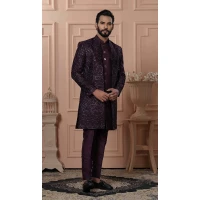 Men Silk embroidery Purple Mens Wear Indo Western - 13277211932