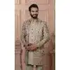 Mens Wear Indo Western New Beige Georgette Sequence Embroidery Plus Size