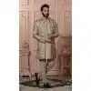 Mens Wear Indo Western New Beige Georgette Sequence Embroidery Plus Size