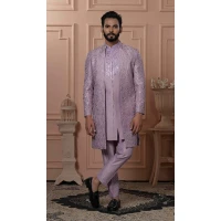 Mens Wear Indo Western Soft Silk Sequnce Embroidery Blush pink - 13277211934