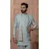 Men Pastel Pista Green Mens Wear Indo Western Soft Silk Embroidery Plus Size