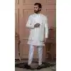 Men Cream Mens Wear Indo Western Silk sequence Embroidery Plus Size