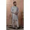 Men Silk embroidery Mens Wear Indo Western Gray Plus Size
