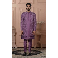 Men Silk embroidery Magenta Pink Mens Wear Indo Western - 13277211944
