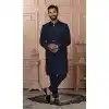 Men Imported Embroidery Mens Wear Indo Western Navy Blue Plus Size