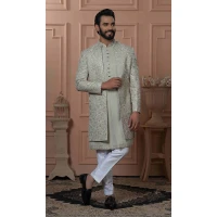 Men Pista Green Mens Wear Indo Western TR Embroidery - 13277211948