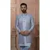 Men Gray Sequence Embroidery Mens Wear Indo Western Plus Size