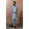 Men Gray Sequence Embroidery Mens Wear Indo Western Plus Size