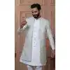 Men Georgette Sequence Embroidery Light Sky Blue Mens Wear Indo Western Plus Size