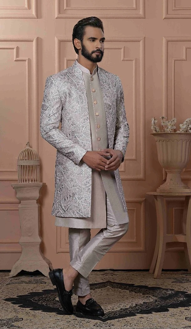 Men Sequence Embroidery Mens Wear Indo Western Pastel Pitch - 13277211953