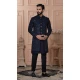Mens Wear Indo Western Navy Blue Imported Embroidery - 13277211957