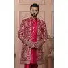 Men Silk embroidery Hot Pink Mens Wear Indo Western Plus Size