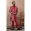 Men Silk embroidery Hot Pink Mens Wear Indo Western Plus Size