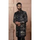 Men Black Sartin Embroidery Mens Wear Indo Western - 13277211960