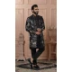 Men Black Sartin Embroidery Mens Wear Indo Western - 13277211960