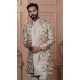 Men Beige Soft Silk Foil Embroidery Mens Wear Indo Western - 13277211963