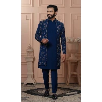 Men Imported Embroidery Peacock blue Mens Wear Indo Western - 13277211965