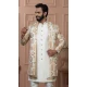 Men Cream Mens Wear Indo Western Silk Position Print - 13277211966
