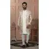 Men Cream Mens Wear Indo Western Silk Position Print Plus Size