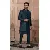 Mens Wear Indo Western Rama Blue Silk embroidery Plus Size