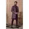 Mens Wear Indo Western Wine Soft Silk Embroidery Plus Size