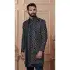 Men Peacock blue Mens Wear Indo Western Velvet Embroidery Plus Size