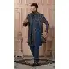 Men Peacock blue Mens Wear Indo Western Velvet Embroidery Plus Size