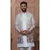 Mens Wear Indo Western Shaded Cream to Wine Silk Shaded Embroidery Plus Size