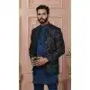 Men Velvet Embroidery Mens Wear Indo Western Peacock blue Plus Size