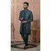 Men Green Mens Wear Indo Western Silk sequence Embroidery Plus Size