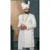 Men Off white Silk Embroidery Ethnic Wedding Sherwani Plus Size