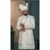 Men Embroidery Off white Ethnic Wedding Sherwani Silk Plus Size