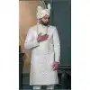 Men Ethnic Wedding Sherwani Silk Embroidery Off white Plus Size
