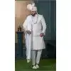 Men Ethnic Wedding Sherwani Silk Embroidery Off white Plus Size