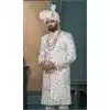 Men Ethnic Wedding Sherwani Off white Silk Embroidery Plus Size