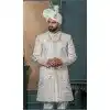 Men Silk Off white Embroidery Ethnic Wedding Sherwani Plus Size
