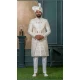 Men Embroidery Silk Ethnic Wedding Sherwani Cream - 13278211988