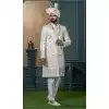 Men Ethnic Wedding Sherwani Off white Silk Embroidery Plus Size