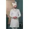 Men Ethnic Wedding Sherwani Embroidery Off white Silk Plus Size