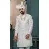 Men Cream Silk Ethnic Wedding Sherwani Embroidery Plus Size
