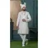 Men Cream Silk Ethnic Wedding Sherwani Embroidery Plus Size